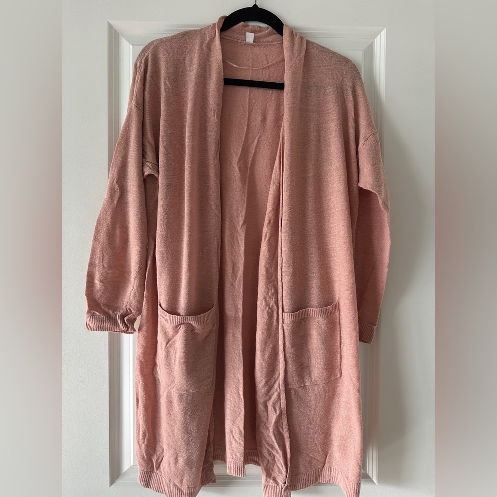 Women's Pink Open-Front Sweater
